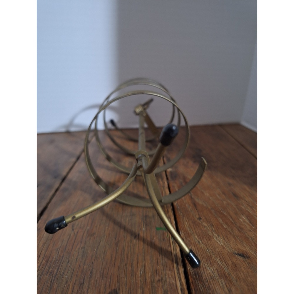 Vintage MCM Brass Spiral Earring Organizer Mid Century Modern Metal Stand - Picture 3 of 5